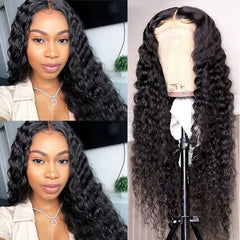Factory Wholesale Natural Transparent Lace Frontal Wig Deep Wave