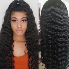 Factory Wholesale Natural Transparent Lace Frontal Wig Deep Wave