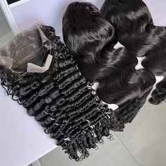 Factory Wholesale Natural Transparent Lace Frontal Wig Deep Wave