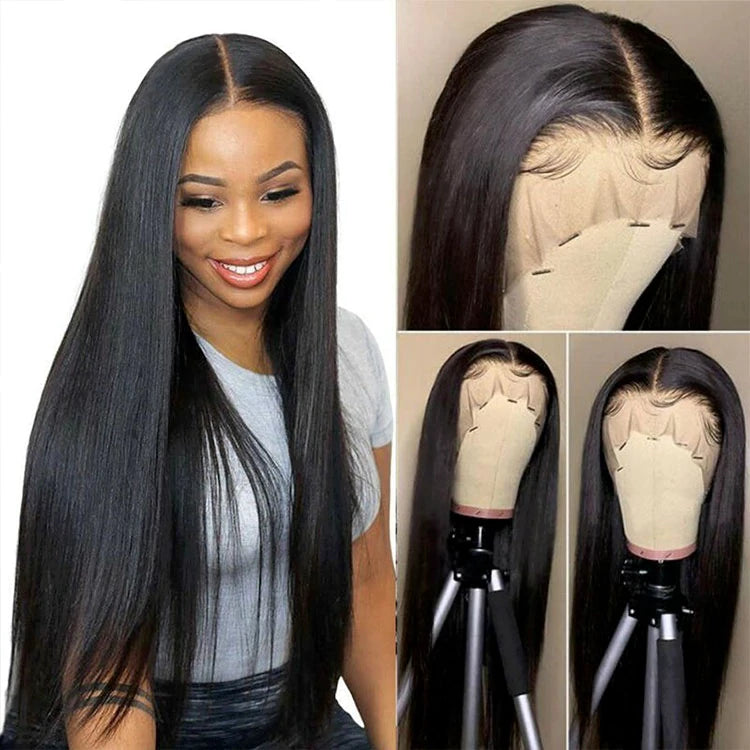 Natural Color Silky Straight Virgin Hair 13x4 Lace Frontal Wig