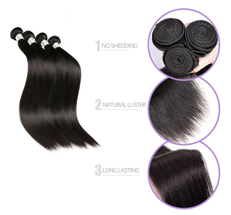 Virgin Brazilian Hair Extension Natural Color Silky Straight Bundles